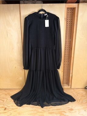 WILFRED / ARITZIA NWT Black Long-Sleeve Tiered Maxi Dress